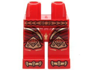 LEGO part Hips and Legs with Belt, Armor with Scales and Gold Lion Knee Pads Pattern (970c00pb0320)