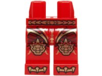 LEGO part Hips and Legs with Dark Red Armor with Scales and Gold Belt, Crocodile Knee Pads and Claws Pattern 970c00pb0321