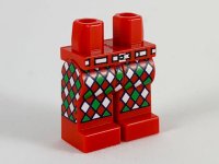 LEGO part Hips and Legs with White Belt and White and Green Diamonds Pattern 970c00pb1006