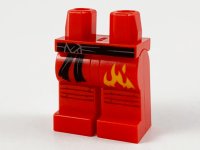LEGO part Hips and Legs with Black Sash and Bright Light Orange Flame Pattern 970c00pb1165