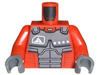 LEGO part Torso Exo-Force Dark Gray Body Armor with Four Stars Pattern / Red Arms / Dark Bluish Gray Hands 973pb0218c01