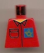 LEGO part Torso Post Office Worker, Shirt and Horn Logo on Blue Background Pattern (973pb0235)