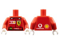 LEGO part Torso Racers Ferrari Front, Vodafone Back (Stickers) with F. Massa Name Pattern / Red Arms / White Hands 973pb0414c01