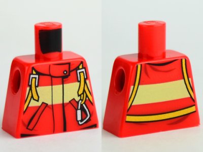 LEGO part Torso Fire Suit with Stripe and Harness with Carabiner Pattern (973pb1010)