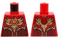 LEGO part Torso Vest with Dark Red and Gold Armor with Scales and Orange Round Jewel (Fire Chi) Pattern 973pb1715