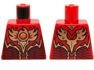 LEGO onderdeel Torso Vest with Dark Red and Gold Armor with Scales and Orange Round Jewel (Fire Chi) Pattern (973pb1715)