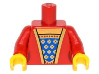 LEGO part Torso Female Outline Dress with Blue and Gold Fabric, Gold Trim and Necklace Pattern / Red Arms / Yellow Hands 973pb2220c01