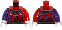 LEGO part Torso Nexo Knights Tattered Shirt, Dark Bluish Gray Belt, Jester's Collar with Skulls Pattern / Red Arm Left / Dark Purple Arm Right / White Hands 973pb2298c01