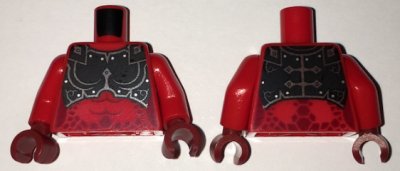 LEGO part Torso Nexo Knights Female Armor Chest Plate and Dark Red Spots Pattern / Red Arms / Dark Red Hands (973pb2425c01)