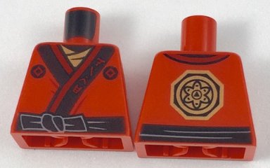 LEGO part Torso Ninjago Robe with Ninjago Logogram 'FIRE', Black Sash and Gold Emblem Pattern (973pb2783)