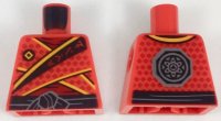 LEGO part Torso Ninja Tunic with Dark Red Diamonds, Bright Light Orange Trim, Black Sash Pattern 973pb3048