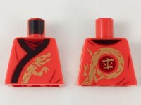 LEGO part Torso Ninjago Robe with Black Hem and Gold Dragon Pattern 973pb3400