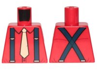 LEGO part Torso Shirt with Tan Tie and Dark Blue Suspenders Pattern 973pb3540