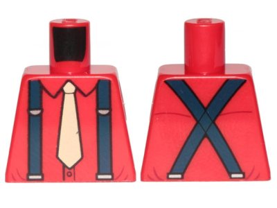 LEGO part Torso Shirt with Tan Tie and Dark Blue Suspenders Pattern (973pb3540)
