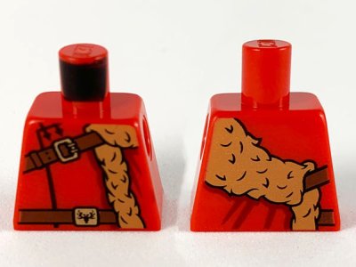 LEGO part Torso Medium Nougat Fur Stole, Reddish Brown Shoulder Strap and Belt with Gold Buckles Pattern (973pb3700)