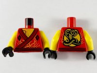 LEGO part Torso Gi, Dark Red Hems, Yellow Chest and Electricity, Cobra on Back Pattern / Yellow Arms / Black Hands 973pb3806c01