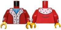 LEGO onderdeel Torso Coat with White Trim with Black Spots, Medium Azure and Blue Shirt Pattern / Red Arms with White Cuffs and Black Spots Pattern / Bright Light Orange Hands 973pb5191c01