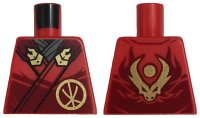 LEGO part Torso Robe Dark Red Straps, Gold Buckles, Ninjago Logogram Letter K and Dragon Head and Orb on Back Pattern 973pb5229