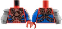 LEGO part Torso Silver Webbing, Copper Chains, Blue Side Panels Pattern / Blue Arm Left with Red Sleeve, Silver Webbing, Light Bluish Gray Wrappings, Dark Bluish Gray Cuff Pattern and Red Hand / Flat Silver Mech Arm Right 973pb6277c01