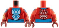 LEGO part Torso Jacket, Medium Azure Shirt and Sash, White Spider Pattern / Red Arms with Medium Azure Web Circle, Gold Rings Pattern / Dark Red Hands 973pb6283c01