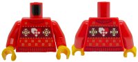 LEGO part Torso Knit Fair Isle Holiday Sweater with Dark Red Collar, Trim and Panel, Gold and White Snowflakes and Heart Pattern (BAM) / Red Arms / Yellow Hands 973pb6388c01