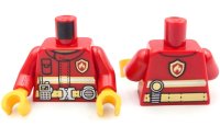 LEGO part Torso Fire Jacket with Silver and Bright Light Yellow Reflective Stripes and Fire Logo Badge, Utility Belt with Buckle and Radio Pattern (BAM) / Red Arms / Yellow Hands 973pb6574c01