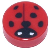 LEGO onderdeel Tile, Round 1 x 1 with Ladybug, Small White Eyes Pattern 98138pb393