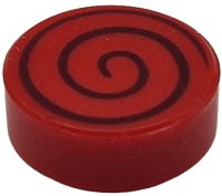 LEGO part Tile, Round 1 x 1 with Black Spiral Thin Pattern 98138pb455