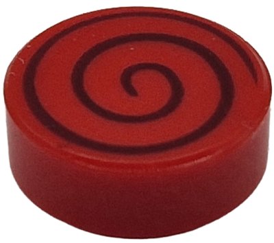 LEGO part Tile, Round 1 x 1 with Black Spiral Thin Pattern (98138pb455)