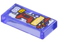 LEGO part Tile 1 x 2 with Game System Tower with Red Controller, White Target and 'START!' Pattern 3069pb1268