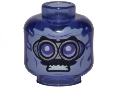 LEGO part Minifigure, Head Silver Goggles, Black Moustache, Angry Pattern - Vented Stud (3626pb3343)