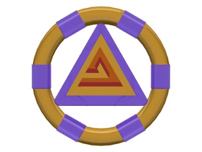 LEGO part Ring with Center Triangle with Gold Bands and Triangle Pattern (Atlantis Treasure Key) (87748pb06)