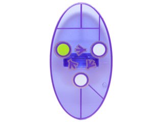 LEGO part Minifigure, Shield Elliptical with Dimensions Keystone Symbol with 3 White and Lime Circles Pattern (92747pb05)