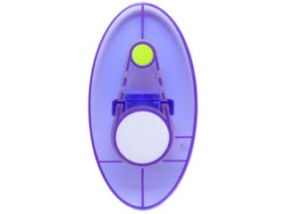 LEGO part Minifigure, Shield Elliptical with Dimensions Keystone Symbol with 1 Large White and 1 Small Lime Circles Pattern (92747pb06)