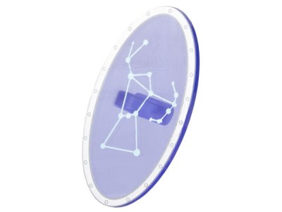 LEGO part Minifigure, Shield Elliptical with Silver Border and Metallic Light Blue Orion Constellation Pattern (92747pb17)