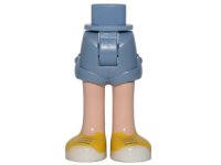 LEGO part Mini Puppen Hüften und Shorts mit hellem Nougat Beinen und gelben Schuhen mit weißen Sohlen und Sand Blue Schnürsenmuster - Dickes Scharnier 11202c00pb06