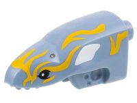 LEGO part Creature Head, Avatar Ilu with 4 Black Eyes and Bright Light Orange and White Markings Pattern 2915pb01
