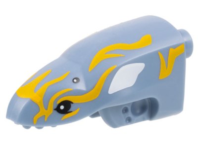 LEGO part Creature Head, Avatar Ilu with 4 Black Eyes and Bright Light Orange and White Markings Pattern (2915pb01)