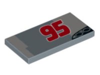 LEGO part Tile 2 x 4 with Red '95', Exhaust Pipes and Gray Pattern Model Left Side 87079pb0431L