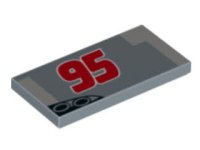 LEGO part Tile 2 x 4 with Red '95', Exhaust Pipes and Gray Pattern Model Right Side 87079pb0431R