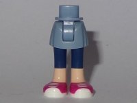 LEGO part Mini Doll Hips and Skirt, Light Nougat Legs with Dark Blue Calf Length Leggings and Magenta Sneakers with White Laces and Soles Pattern - Thick Hinge 92252c00pb013