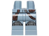 LEGO part Hips and Legs with Silver Knee Pads and Dark Brown Bag and Belt Pattern 970c00pb0581