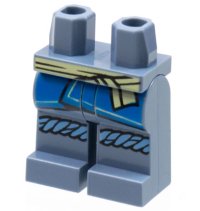 LEGO part Hips and Legs with Bright Light Yellow Sash, Blue Robe Ends, Medium Blue Knee Wrappings Pattern 970c00pb1307