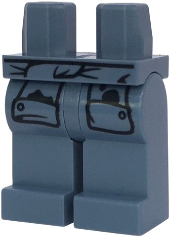 LEGO part Hips and Legs with Tied Shirt Sleeves with Black Oil Stains Pattern (970c00pb1731)