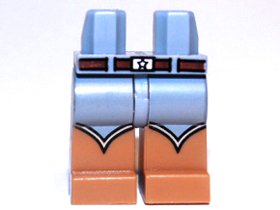 LEGO part Hips and Medium Nougat Legs with Belt with Buckle and Cowboy Boots Pattern (970c150pb01)