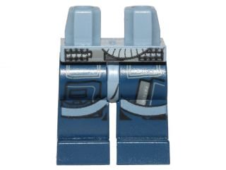 LEGO part Hips and Dark Blue Legs with SW U-Wing/Y-Wing Pilot Pockets and Sand Blue Belts Pattern (970c63pb07)