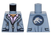 LEGO part Torso Jumpsuit with Silver Zippers and 2 Pockets over Lavender Shirt with Collar Pattern 973pb2349