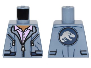 LEGO part Torso Jumpsuit with Silver Zippers and 2 Pockets over Lavender Shirt with Collar Pattern (973pb2349)