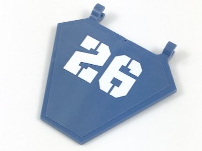 LEGO part Flag 5 x 6 Hexagonal with White '26' Pattern (Sticker) - Set 70609 (x1435pb026)