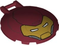 LEGO part Schale 6 x 6 umgekehrt mit Griffstab mit goldener Iron Man-Maske mit weißen Augenschlitzen-Muster 18675pb20
